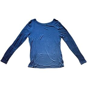 WHBM Women's Long Sleeve Navy Tissue Tee Layering T-Shirt Lightweight Staple